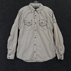 Buckle Black Label Shirt Mens Large Gray Athletic Fit Workwear Utility Western